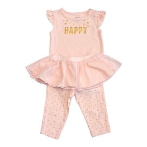 Carter's Light Pink and Gold Matching Onesie Two-Piece Set | Baby Girl 6 Months